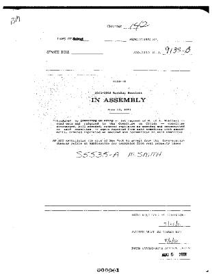 NYS Bill and Veto Jackets: 2001, Chapter 142