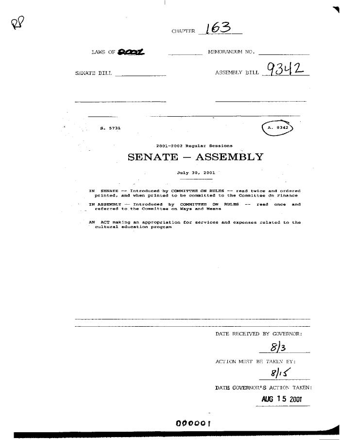 NYS Bill and Veto Jackets: 2001, Chapter 163