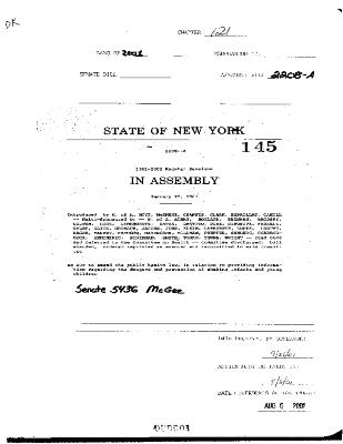 NYS Bill and Veto Jackets: 2001, Chapter 121