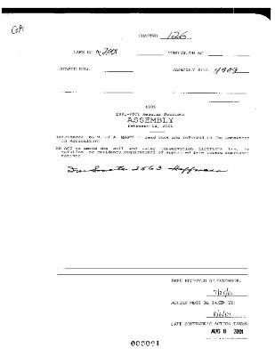 NYS Bill and Veto Jackets: 2001, Chapter 126