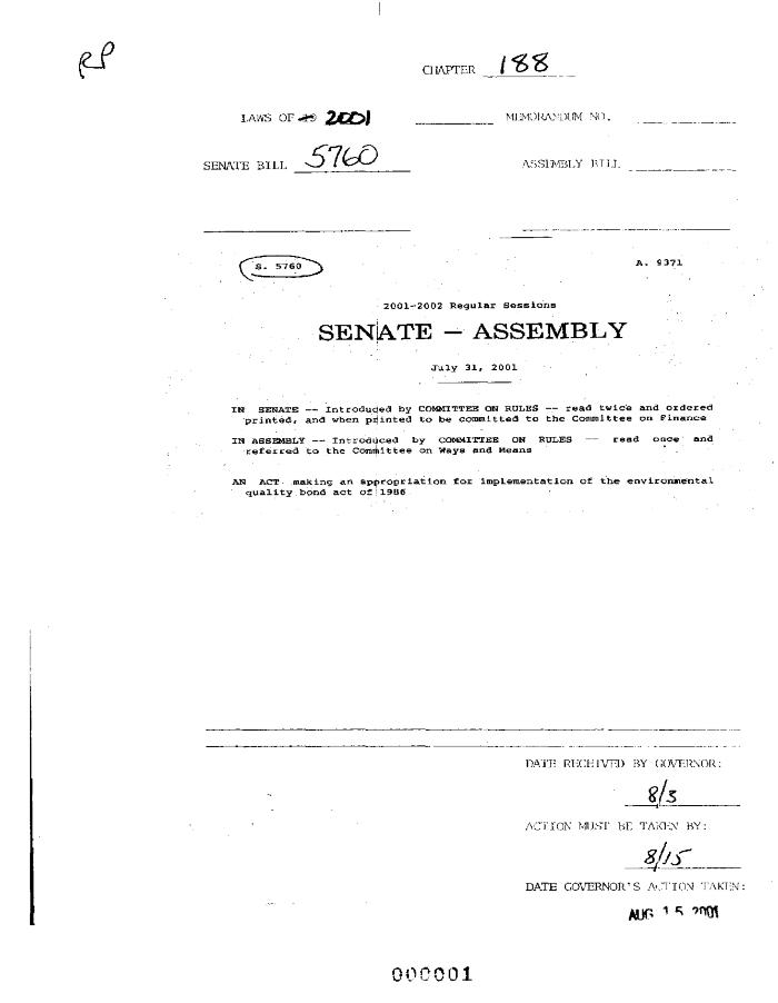 NYS Bill and Veto Jackets: 2001, Chapter 188