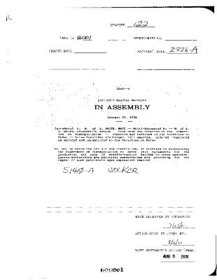NYS Bill and Veto Jackets: 2001, Chapter 122