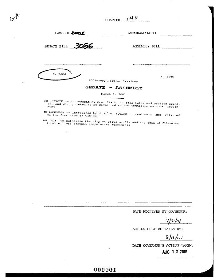 NYS Bill and Veto Jackets: 2001, Chapter 148