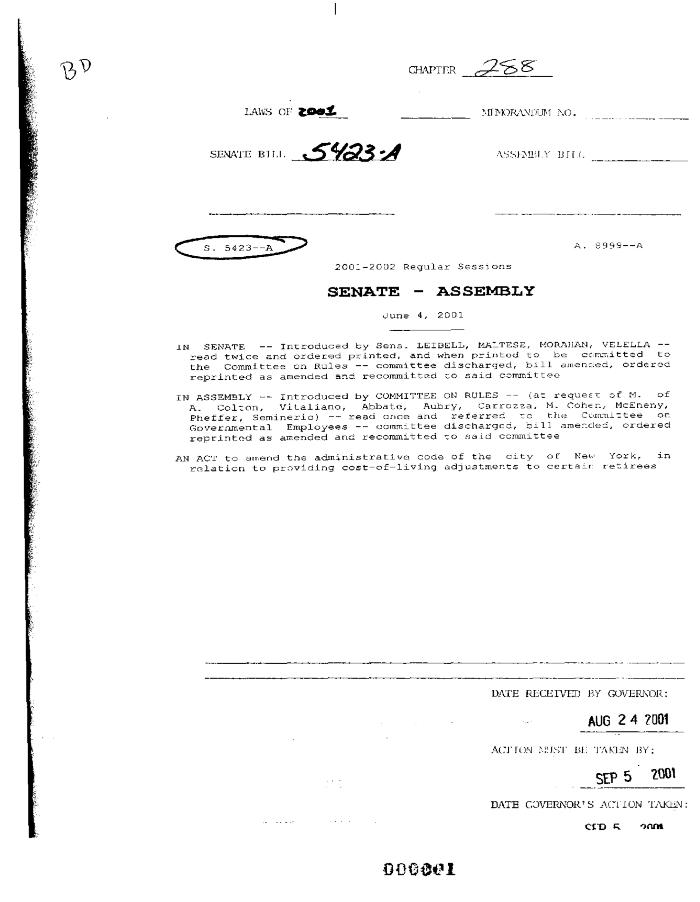 NYS Bill and Veto Jackets: 2001, Chapter 288