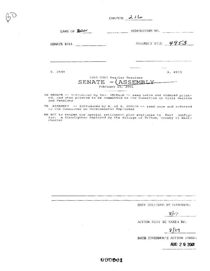 NYS Bill and Veto Jackets: 2001, Chapter 216