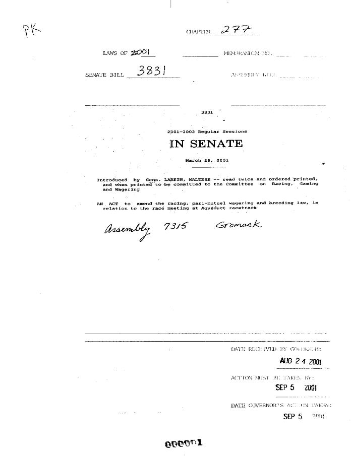 NYS Bill and Veto Jackets: 2001, Chapter 277