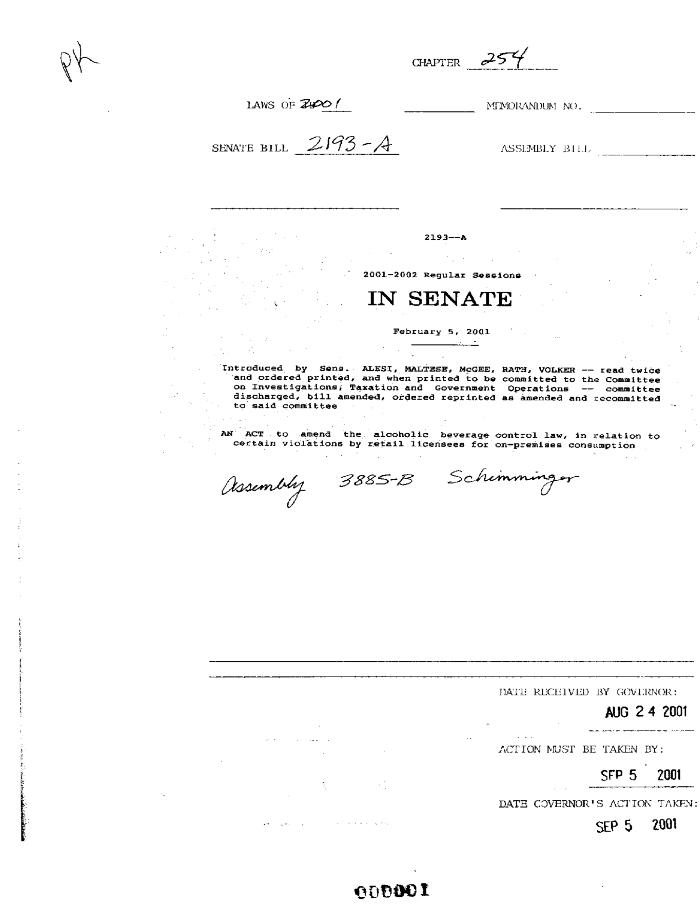NYS Bill and Veto Jackets: 2001, Chapter 254