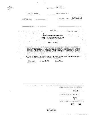 NYS Bill and Veto Jackets: 2001, Chapter 233