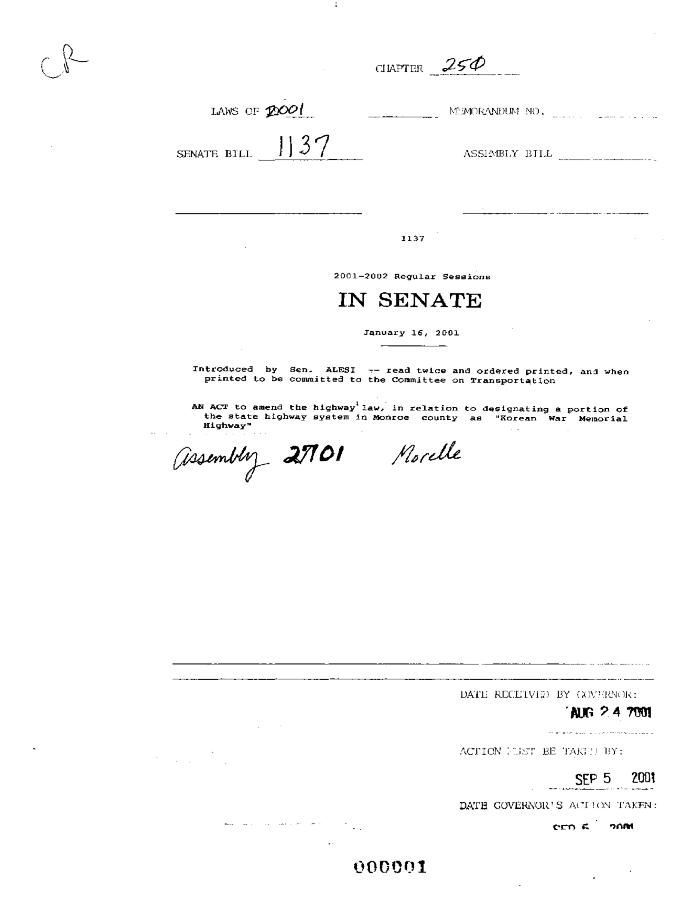 NYS Bill and Veto Jackets: 2001, Chapter 250