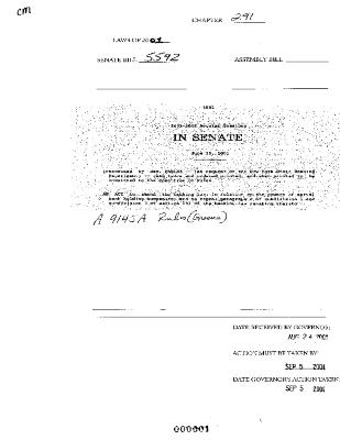 NYS Bill and Veto Jackets: 2001, Chapter 291