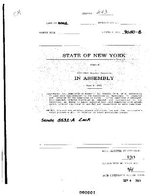 NYS Bill and Veto Jackets: 2001, Chapter 243