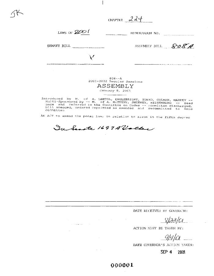 NYS Bill and Veto Jackets: 2001, Chapter 224