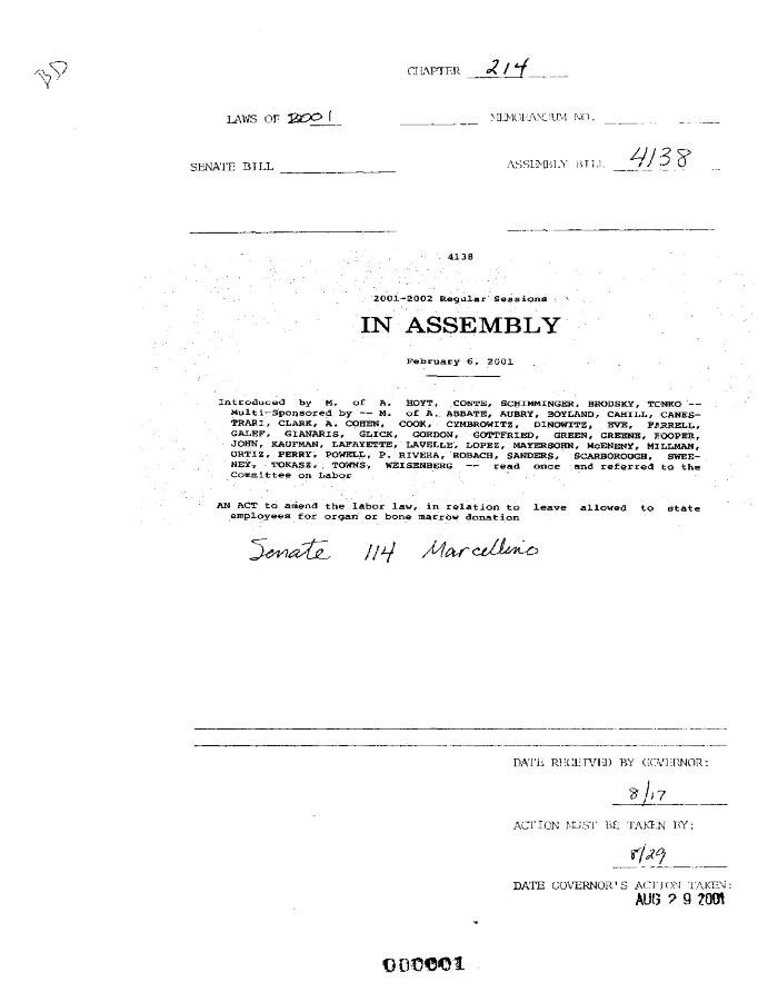 NYS Bill and Veto Jackets: 2001, Chapter 214