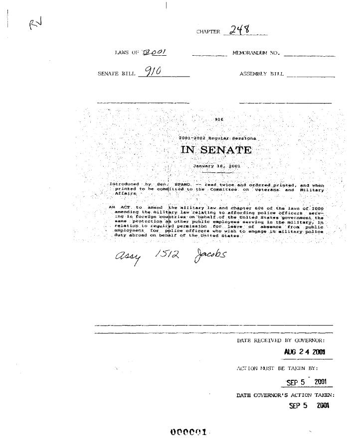 NYS Bill and Veto Jackets: 2001, Chapter 248