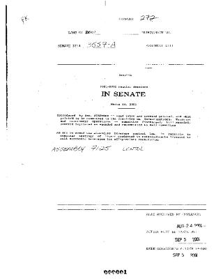 NYS Bill and Veto Jackets: 2001, Chapter 272