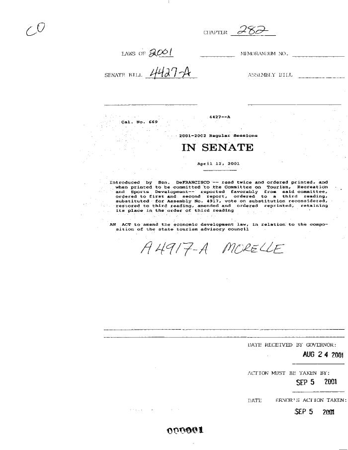 NYS Bill and Veto Jackets: 2001, Chapter 282
