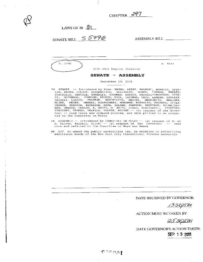NYS Bill and Veto Jackets: 2001, Chapter 297