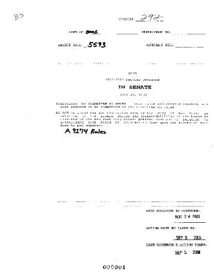 NYS Bill and Veto Jackets: 2001, Chapter 292