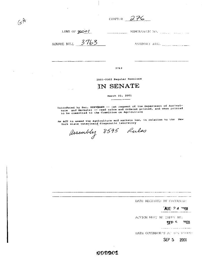 NYS Bill and Veto Jackets: 2001, Chapter 276