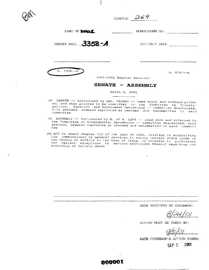 NYS Bill and Veto Jackets: 2001, Chapter 269