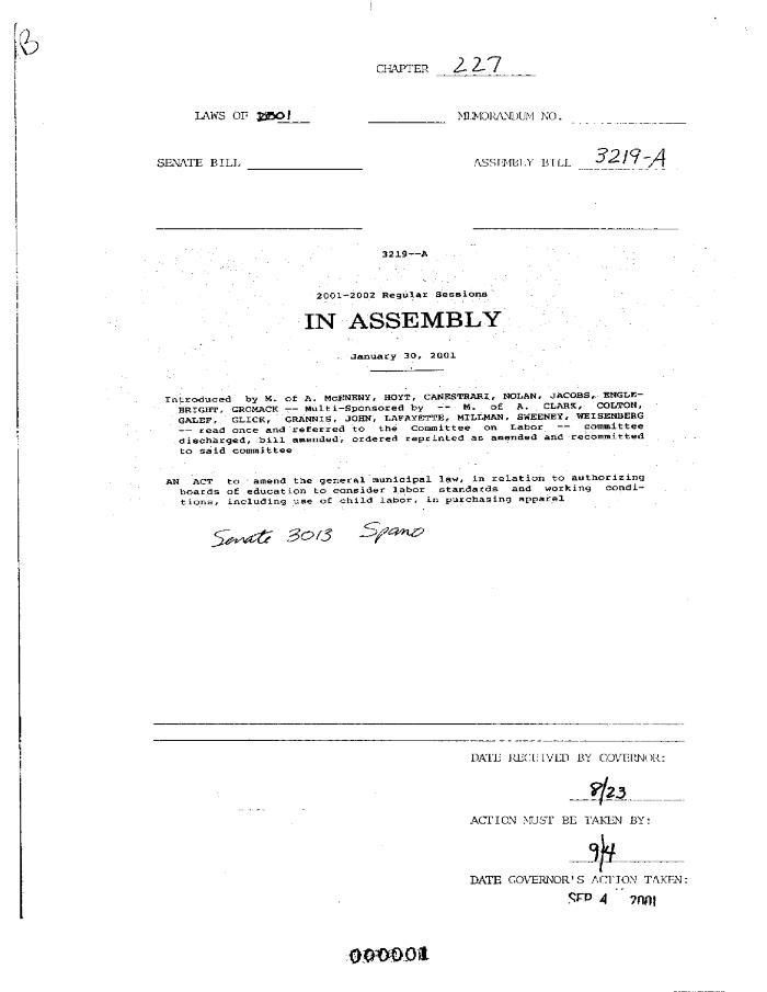 NYS Bill and Veto Jackets: 2001, Chapter 227