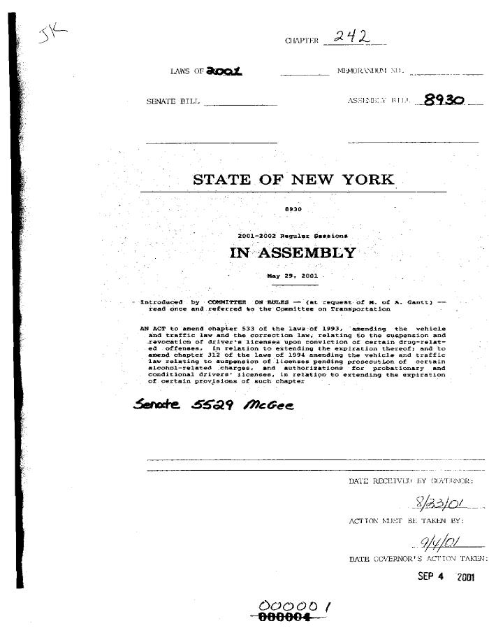NYS Bill and Veto Jackets: 2001, Chapter 242