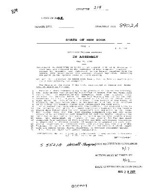 NYS Bill and Veto Jackets: 2001, Chapter 219