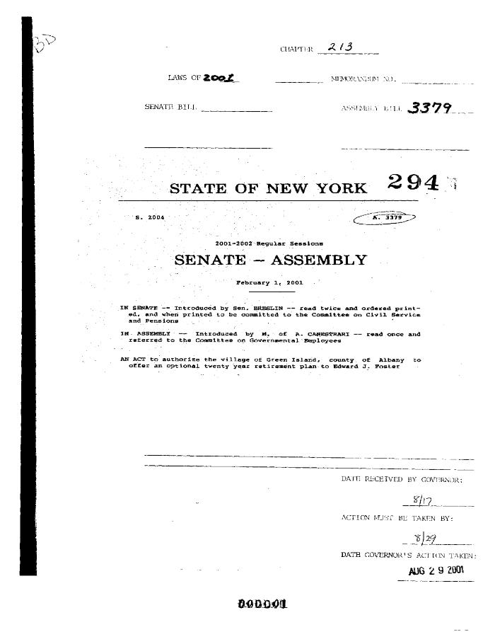 NYS Bill and Veto Jackets: 2001, Chapter 213