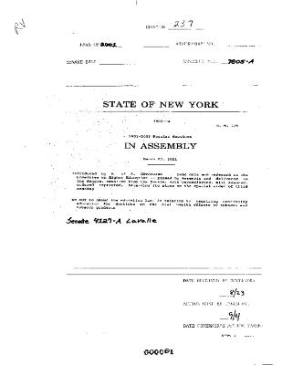 NYS Bill and Veto Jackets: 2001, Chapter 237