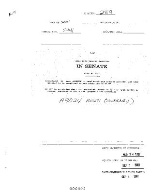 NYS Bill and Veto Jackets: 2001, Chapter 289