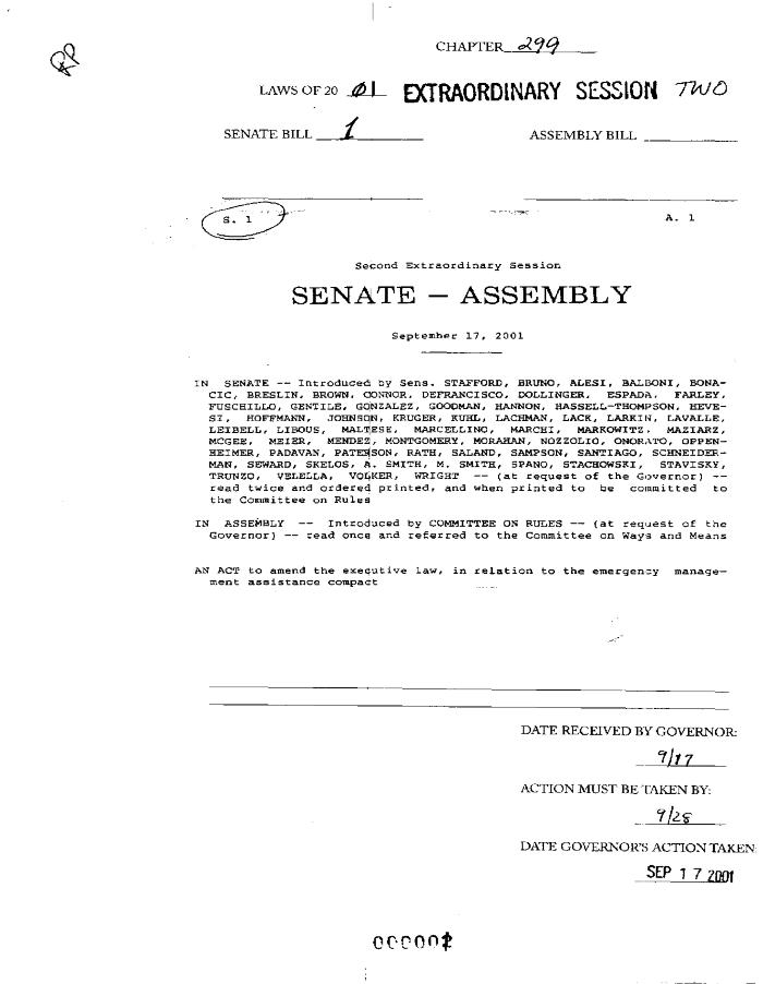 NYS Bill and Veto Jackets: 2001, Chapter 299