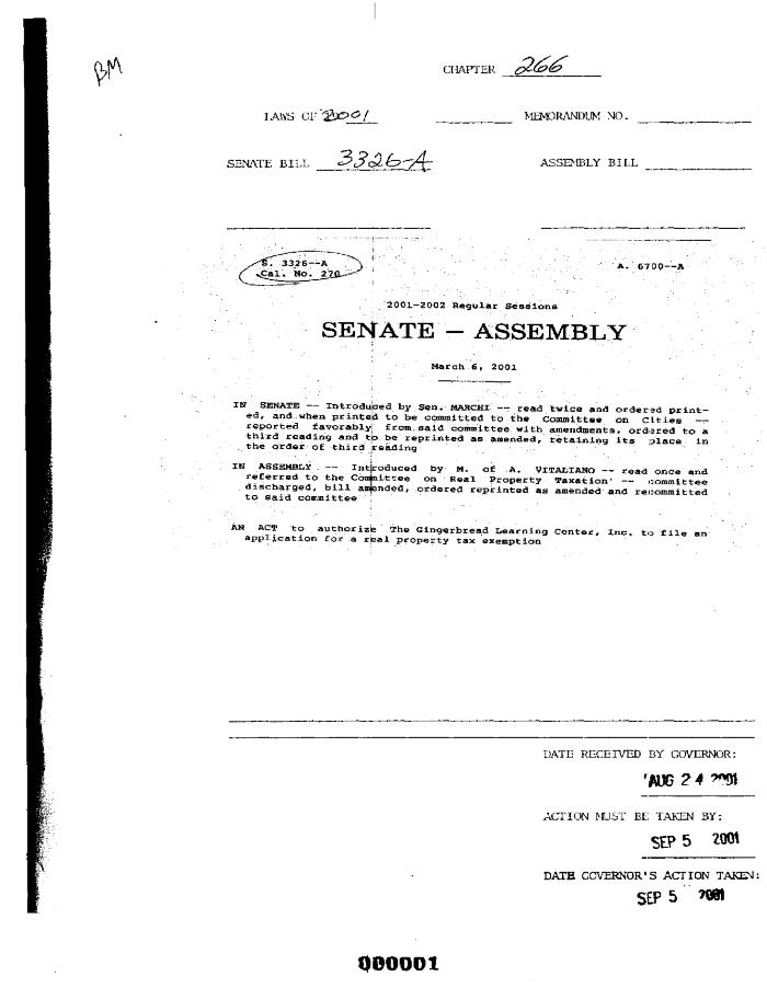 NYS Bill and Veto Jackets: 2001, Chapter 266
