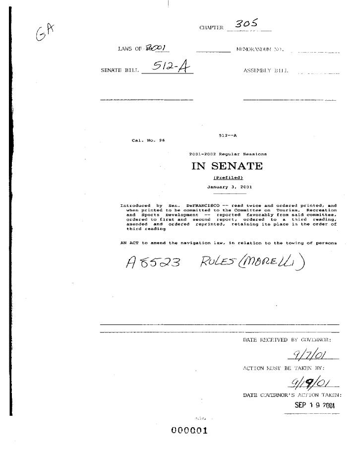 NYS Bill and Veto Jackets: 2001, Chapter 305