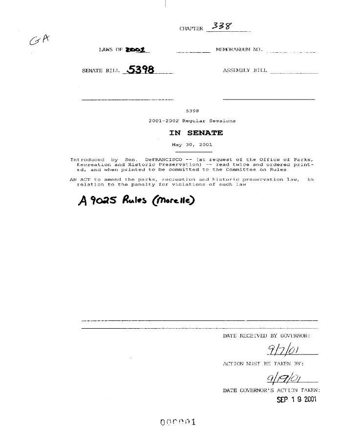 NYS Bill and Veto Jackets: 2001, Chapter 338