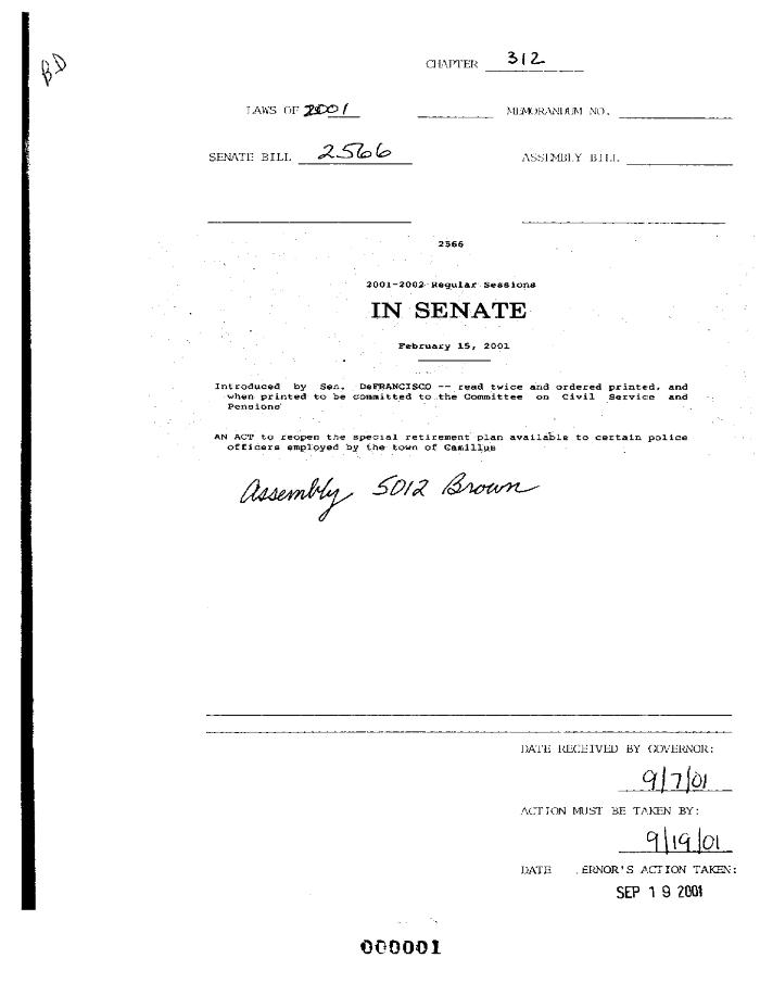 NYS Bill and Veto Jackets: 2001, Chapter 312