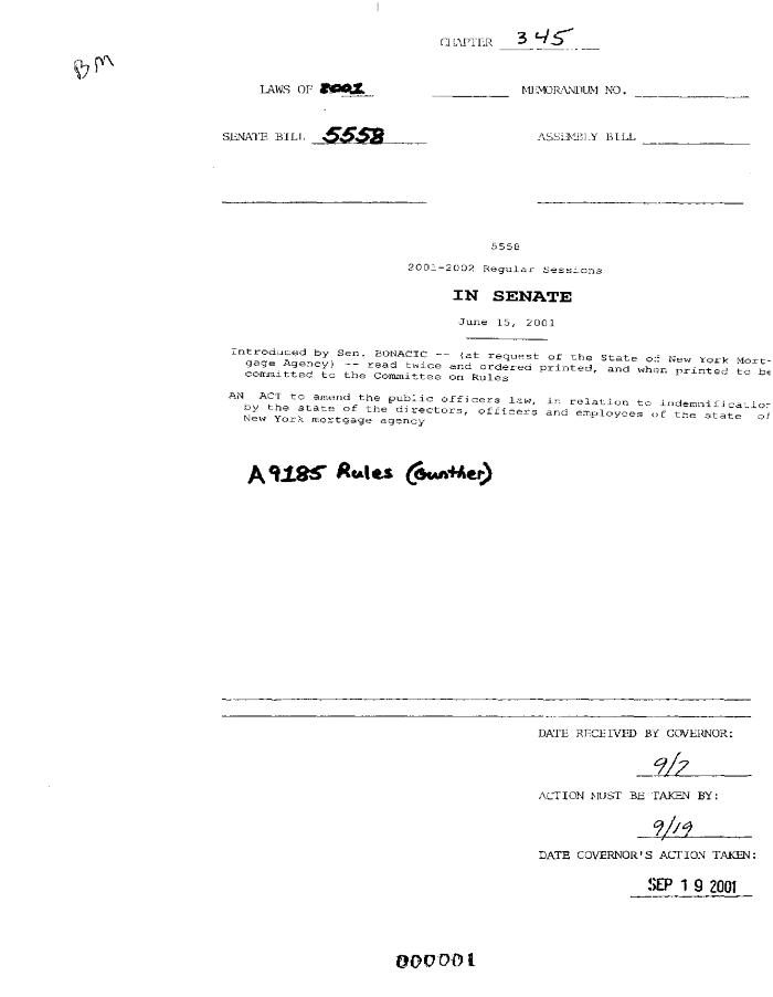 NYS Bill and Veto Jackets: 2001, Chapter 345