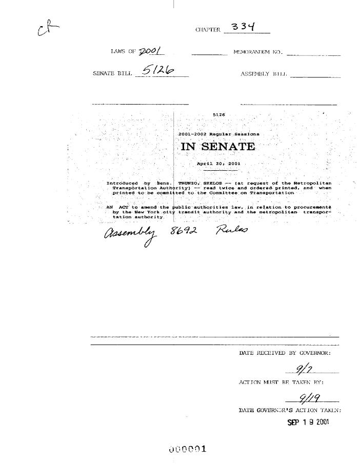 NYS Bill and Veto Jackets: 2001, Chapter 334