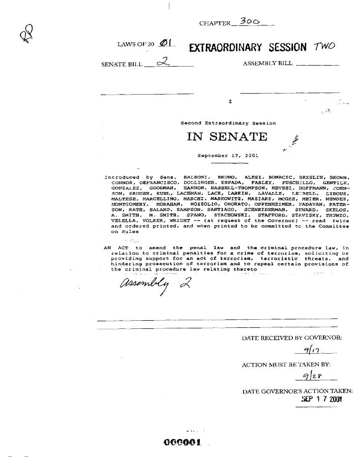 NYS Bill and Veto Jackets: 2001, Chapter 300