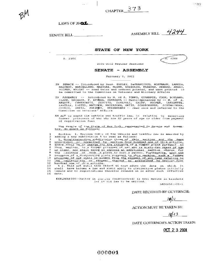 NYS Bill and Veto Jackets: 2001, Chapter 373
