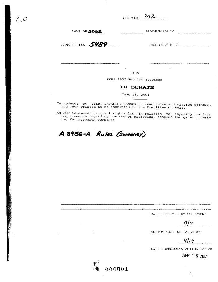 NYS Bill and Veto Jackets: 2001, Chapter 342
