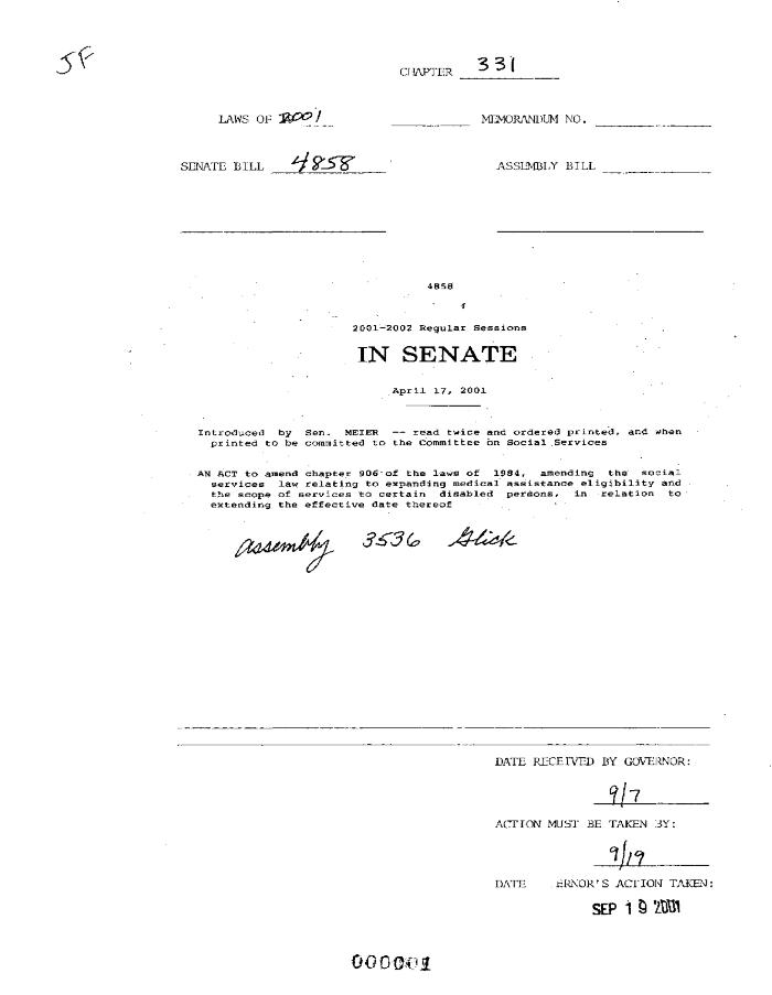 NYS Bill and Veto Jackets: 2001, Chapter 331