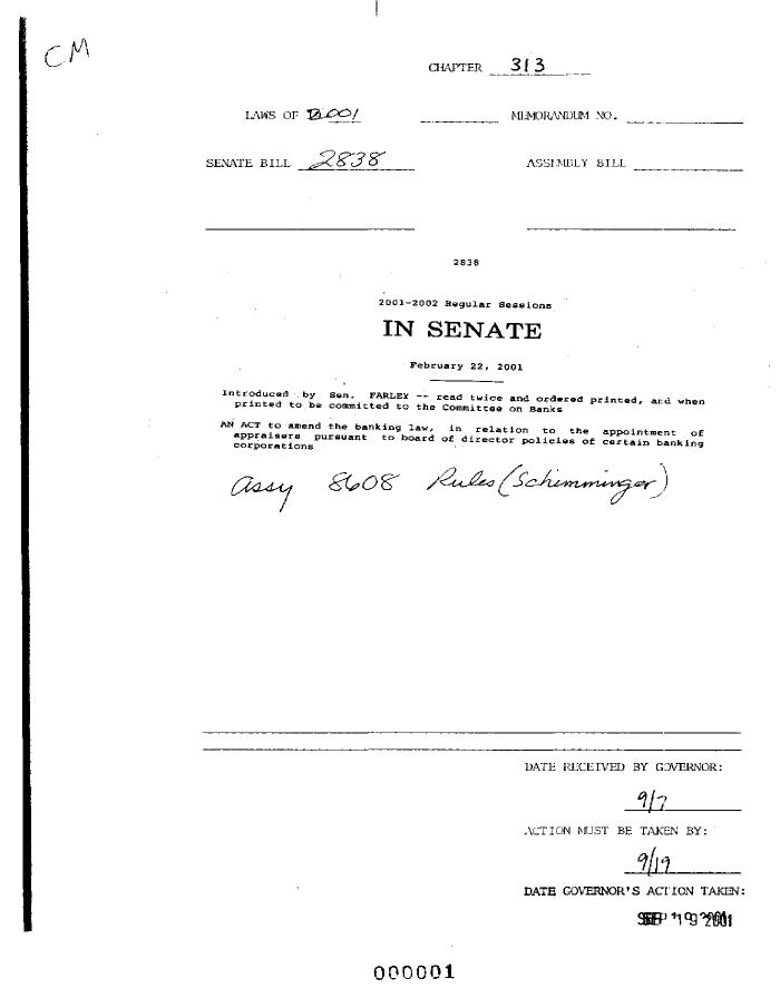 NYS Bill and Veto Jackets: 2001, Chapter 313