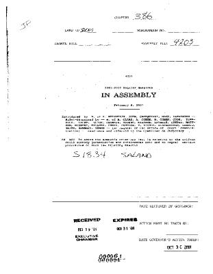 NYS Bill and Veto Jackets: 2001, Chapter 386