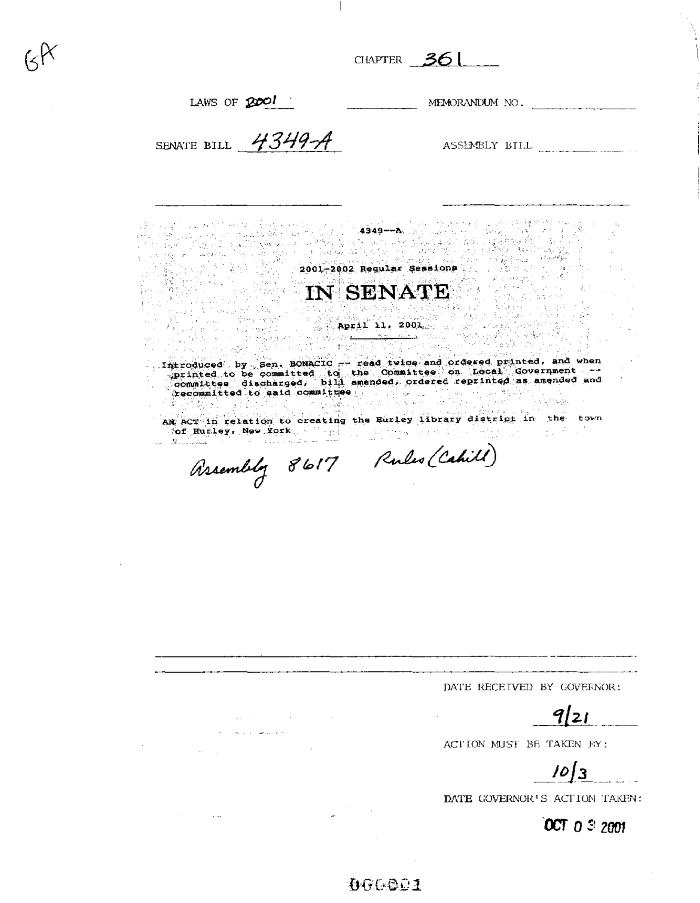 NYS Bill and Veto Jackets: 2001, Chapter 361