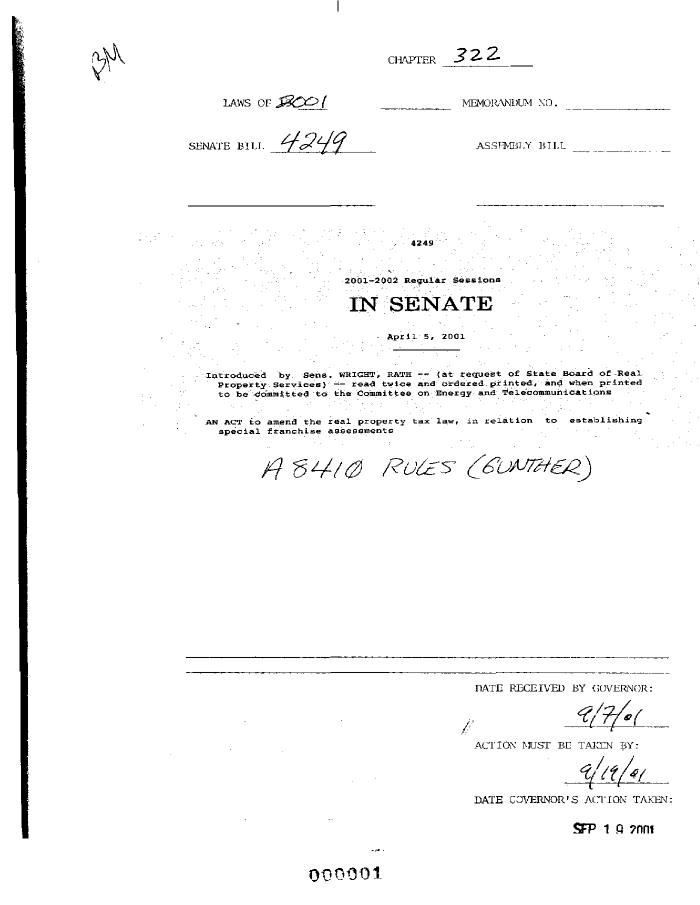 NYS Bill and Veto Jackets: 2001, Chapter 322