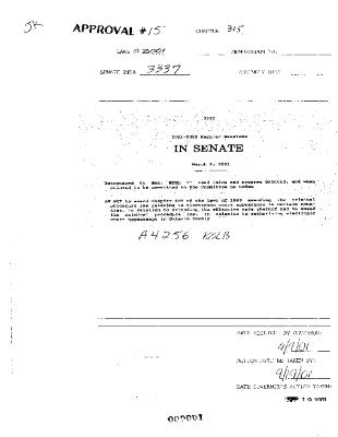 NYS Bill and Veto Jackets: 2001, Chapter 315
