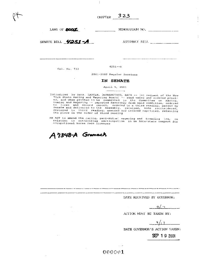 NYS Bill and Veto Jackets: 2001, Chapter 323