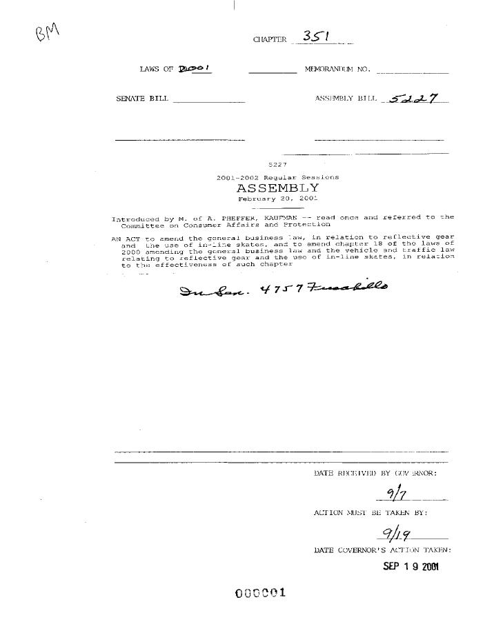 NYS Bill and Veto Jackets: 2001, Chapter 351