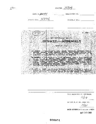 NYS Bill and Veto Jackets: 2001, Chapter 384