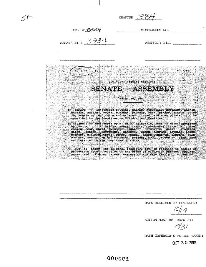 NYS Bill and Veto Jackets: 2001, Chapter 384